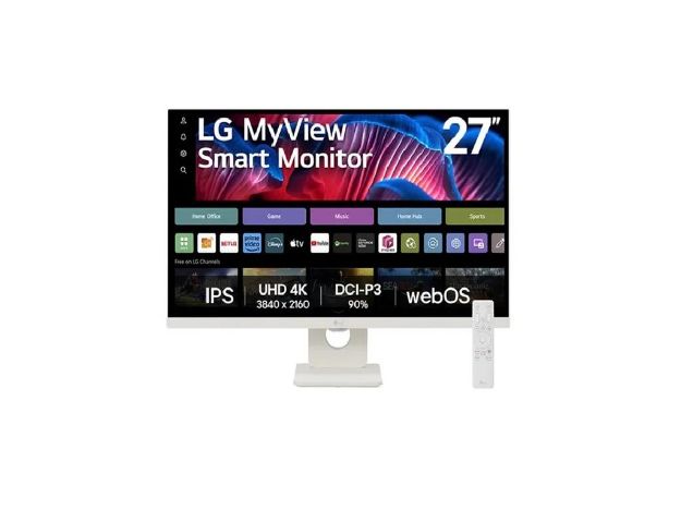 imagem de Monitor Lg Myview Smart 27" Ips Uhd 4k 60hz 5ms Webos Thinq Home Air Play Screen Share Bluetooth Alto-Falante - 27sr73u-